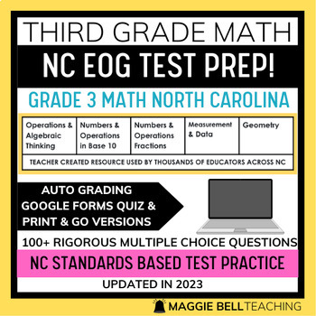 Preview of NC EOG Third Grade Math Review Test Prep with Auto Grading Google Forms