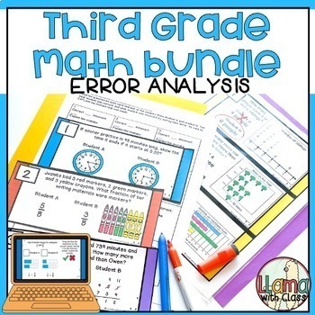 Preview of Third Grade Error Analysis Task Cards, Google Slides™ - Critical Thinking Math