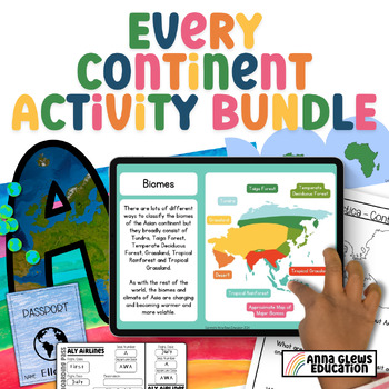 Preview of Third Grade Every Continents Activity and Display BUNDLE Google Slides