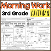 Third Grade Fall Morning Work Bundle Math and ELA Digital and PDF