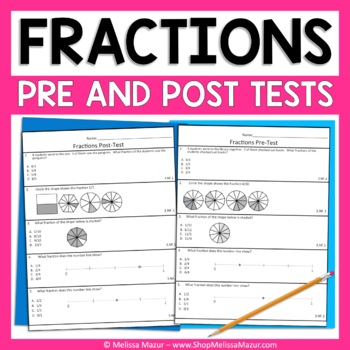 Preview of Third Grade Fractions Pre and Post Test - Aligned with the Common Core