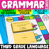 3rd Grade Grammar Games for Literacy Centers, Review, and 