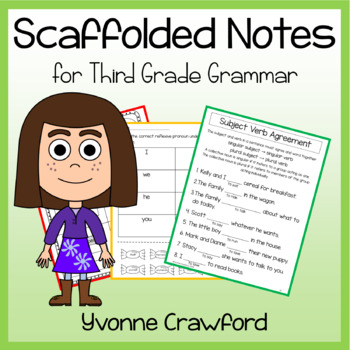 Preview of Third Grade Grammar Scaffolded Notes | Grammar Review