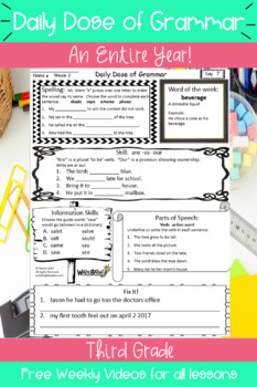Preview of Third Grade Grammar Skills Daily Dose Bundle Daily Standards Assessments