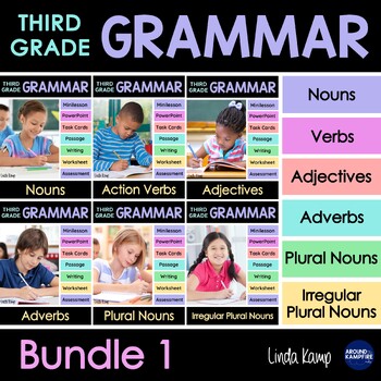 Preview of Third Grade Grammar Worksheets Activities PowerPoints Centers BUNDLE 1