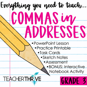 Preview of 3rd Grade Grammar Unit: Commas in Addresses