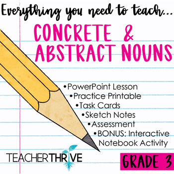 Preview of 3rd Grade Grammar Unit: Concrete and Abstract Nouns