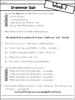 Third Grade Grammar practice and assessments by Alison ...