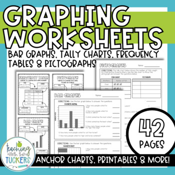 Preview of Third Grade Graphing Worksheets | Pictograph, Bar, Frequency Table, Tally Chart