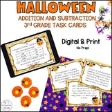 3rd Grade Halloween Addition Subtraction Math Task Cards Digital No Prep