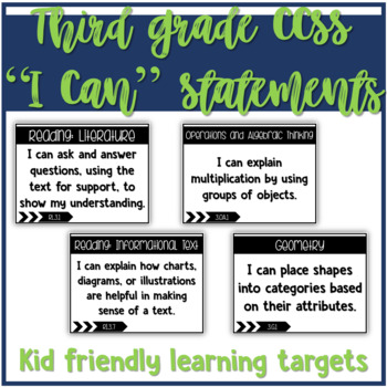 Preview of Third Grade I can Statement Bundle - Kid Friendly Language, CCSS aligned