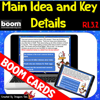 Preview of Informational Text Main Idea and Key Details RI.3.2 Digital BOOM CARDS