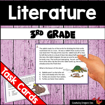 Preview of 3rd Grade Literature Task Cards plus Easel