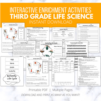 Preview of Third Grade Life Science Mega Bundle: NGSS Interactive Activities