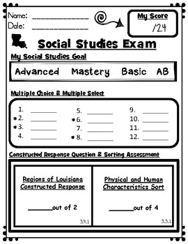 Third Grade Louisiana Social Studies DBQ Unit 1 Topic 1 and Topic 2 Assessment