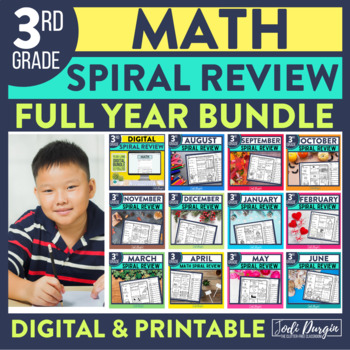 Preview of 3rd Grade Math Morning Work Daily Spiral Review Worksheets Math Homework Packets