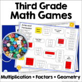Third Grade Math Center Review Games - Multiplication, Fra