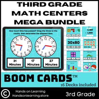 Preview of Third Grade Math Centers Boom Cards Bundle