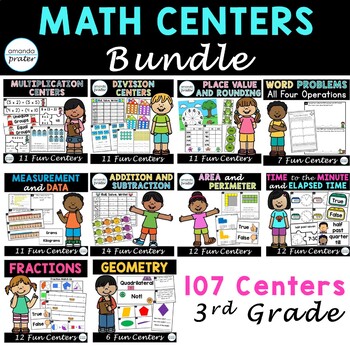 Preview of Third Grade Math Centers and Games for the Year Bundle