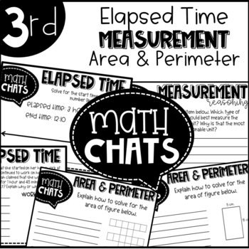 Preview of Third Grade Math Chats Elapsed Time Measurement Area and Perimeter
