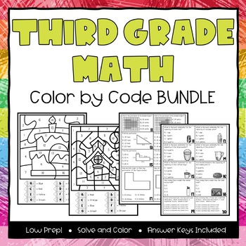 Preview of Third Grade Math Color by Code Bundle