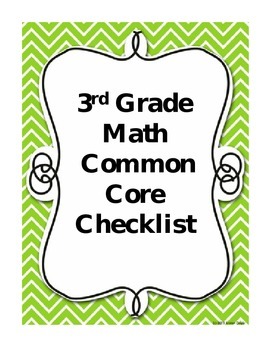 Third Grade Math Common Core Checklist by The Organizational Guru