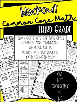 Preview of Third Grade Math Common Core Standard Blackout with Google Slides Add On
