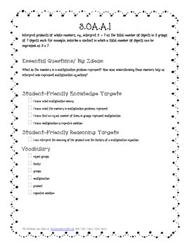 Preview of Third Grade Math Deconstructed Standards