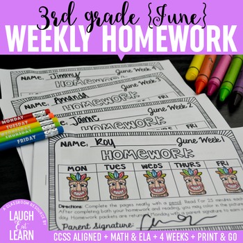 Preview of Third Grade Math & ELA Homework: June
