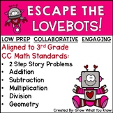 Third Grade Math Escape the Lovebots Valentine’s Day Escap