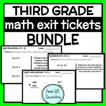 Preview of Third Grade Math Exit Tickets BUNDLE