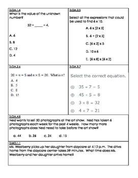 Third Grade Math Homework Packets Florida Standards (MAFS) 2nd Quarter