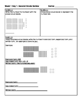 Preview of Third Grade Math Homework Packets: Florida Standards (MAFS) Week 1