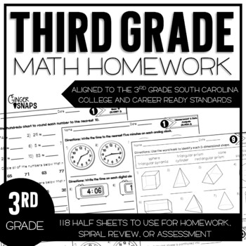 Preview of Third Grade Math Homework and Practice Sheets