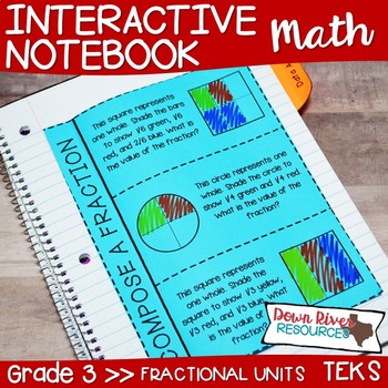 Preview of Third Grade Math Interactive Notebook: Fractional Units - Fractions (TEKS)