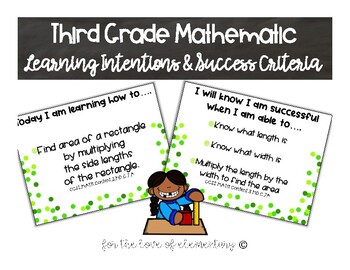 Preview of Third Grade Math Learning Intentions and Success Criteria