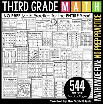 Preview of Third Grade Math Made Fun (NO PREP Practice)