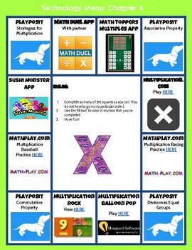 Third Grade Math Menu - Math In Focus Chapter 6 by TEaCHie Teacher