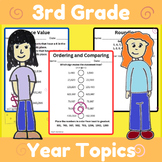Third Grade Math Packet ALL TOPICS Worksheets Starters (Al