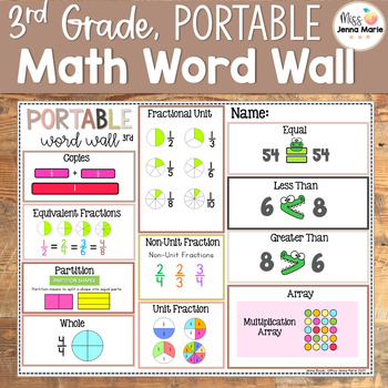 Preview of Third Grade Math Portable Word Wall
