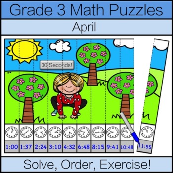 Preview of Third Grade Math Puzzle: April Math Game