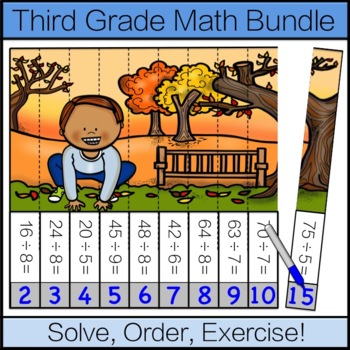 Preview of Third Grade Math Puzzle Bundle: Math Games For Grade 3 (Exercise)