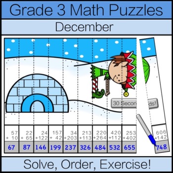 Preview of Third Grade Math Puzzle: December Math Game