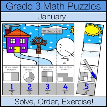 Preview of Third Grade Math Puzzle: January Math Game