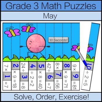 Preview of Third Grade Math Puzzle: May Math Game