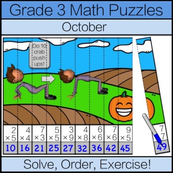 Preview of Third Grade Math Puzzle: October Math Game