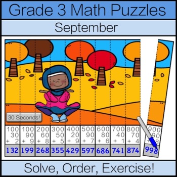 Preview of Third Grade Math Puzzle: September Math Game