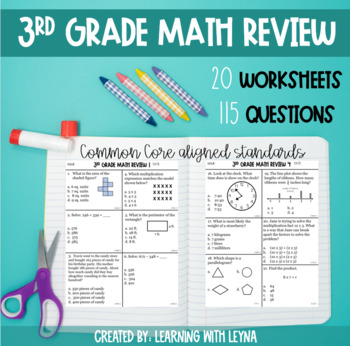 Preview of 3rd Grade Math Review EOY TEST PREP (Common Core Aligned)