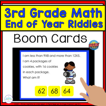 Preview of End of Year 3rd Grade Math BOOM Cards - Multiplication, Division, Fractions