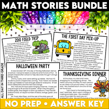 Preview of Third Grade Math Stories - Math Word Problems - Text Based Math Questions